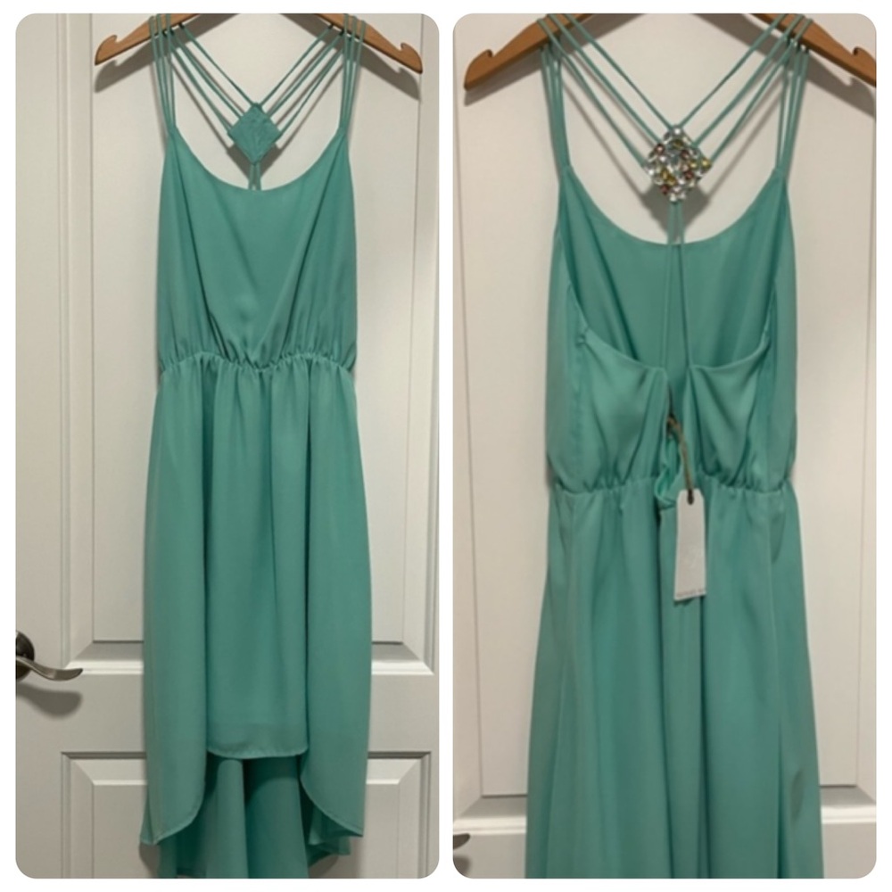 Potter's Pot - High-Low Mint Green Dress - Strappy w/Crystal Embellishments